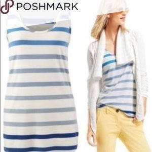 CAbi Blue Striped Ombré Razorback tank Sz L